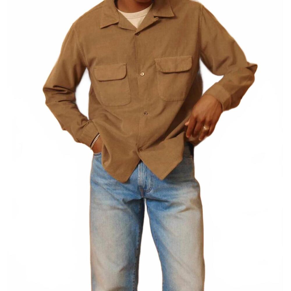 NEW KNICKERBOCKER penny corduroy cotton shirt in khaki
